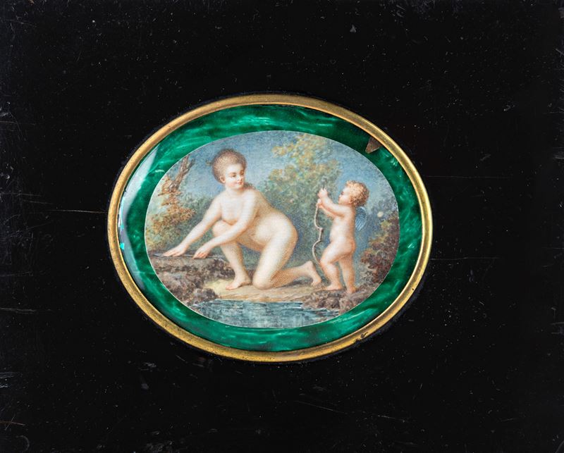 Miniaturista del XIX Secolo - Venere e Amore