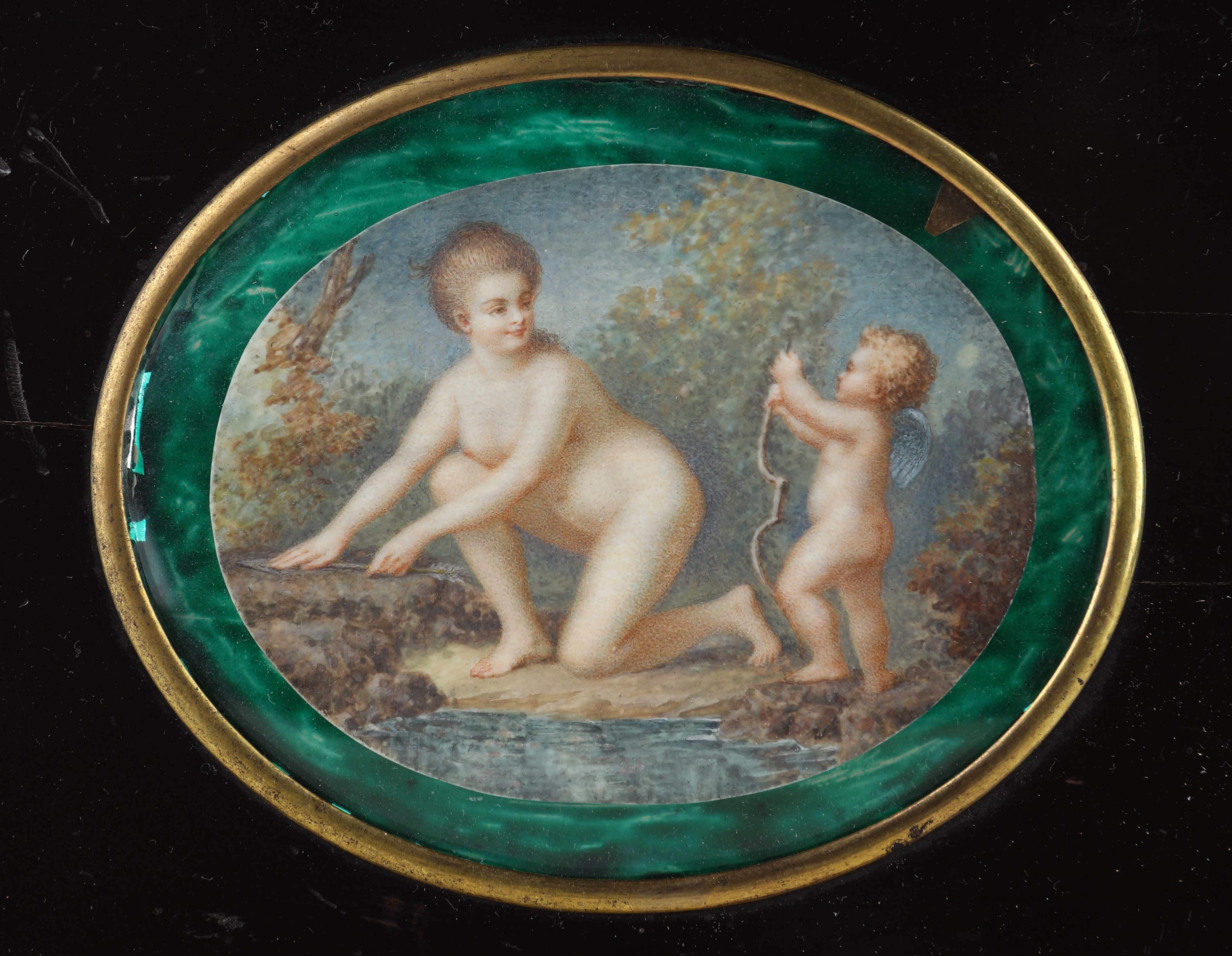 Miniaturista del XIX Secolo - Venere e Amore