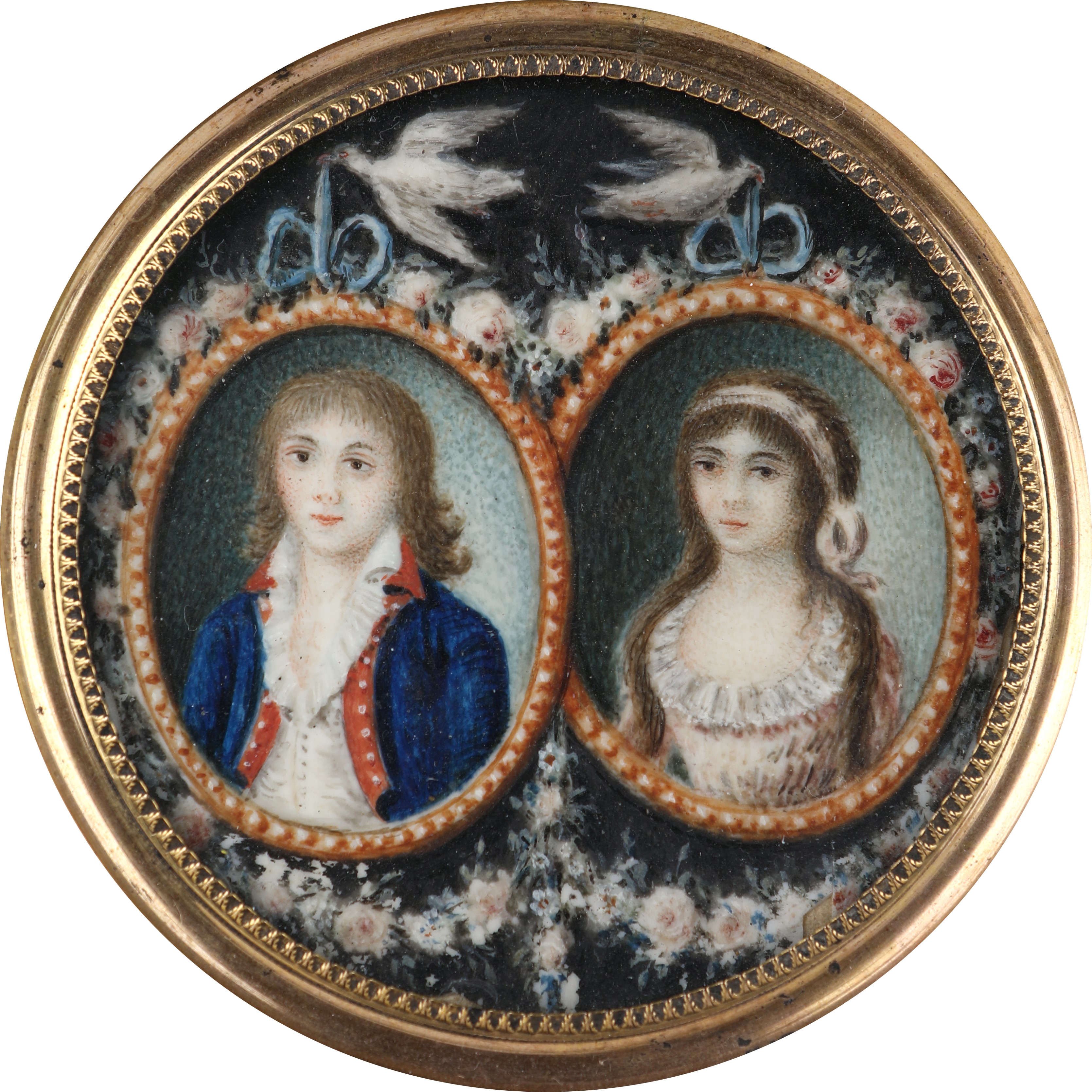 Miniaturista del XIX Secolo - Doppio Ritratto