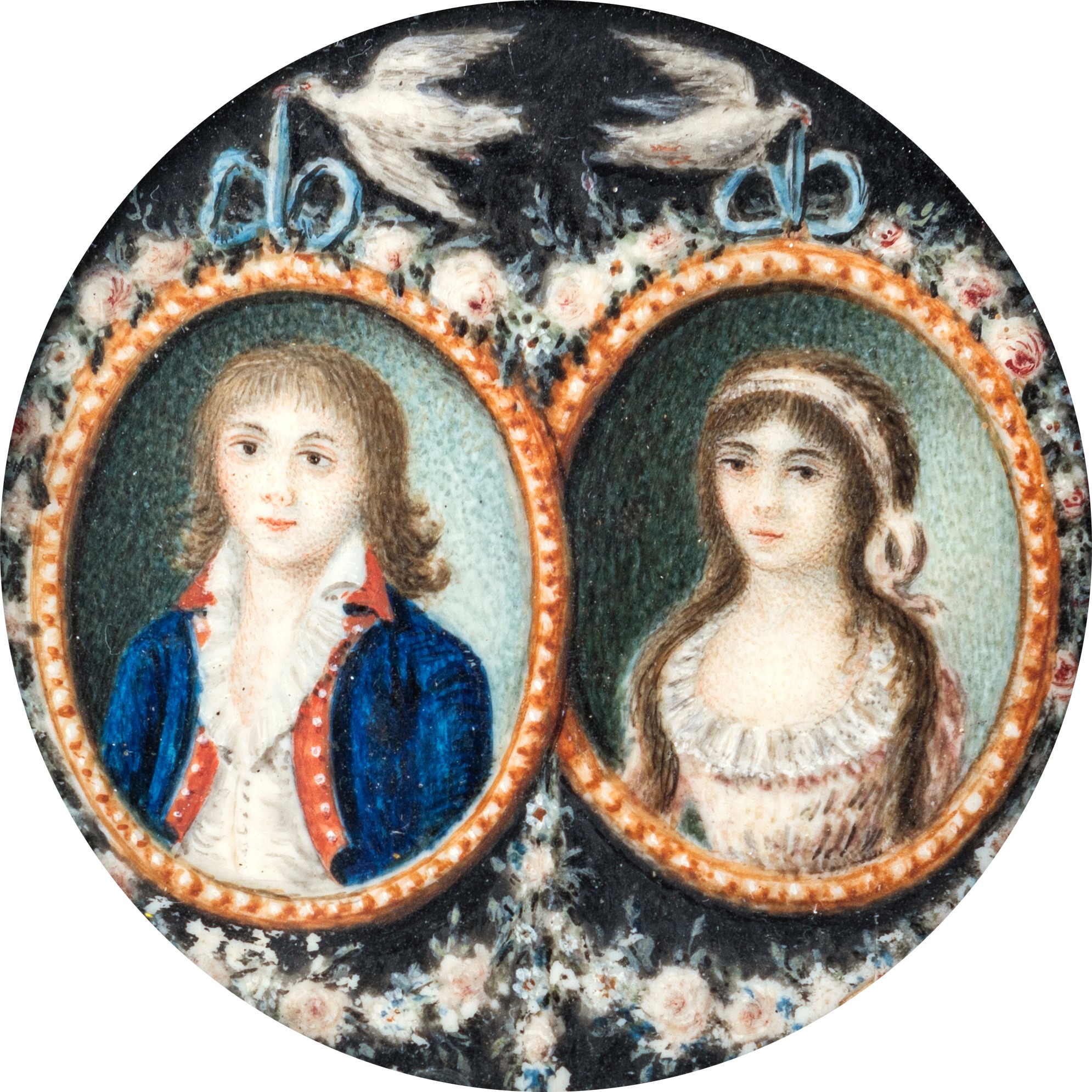 Miniaturista del XIX Secolo - Doppio Ritratto