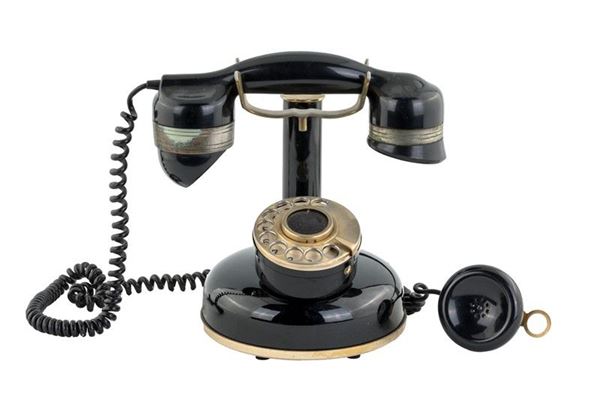 vecchio telefono vintage nero in bachelite Stock-Foto