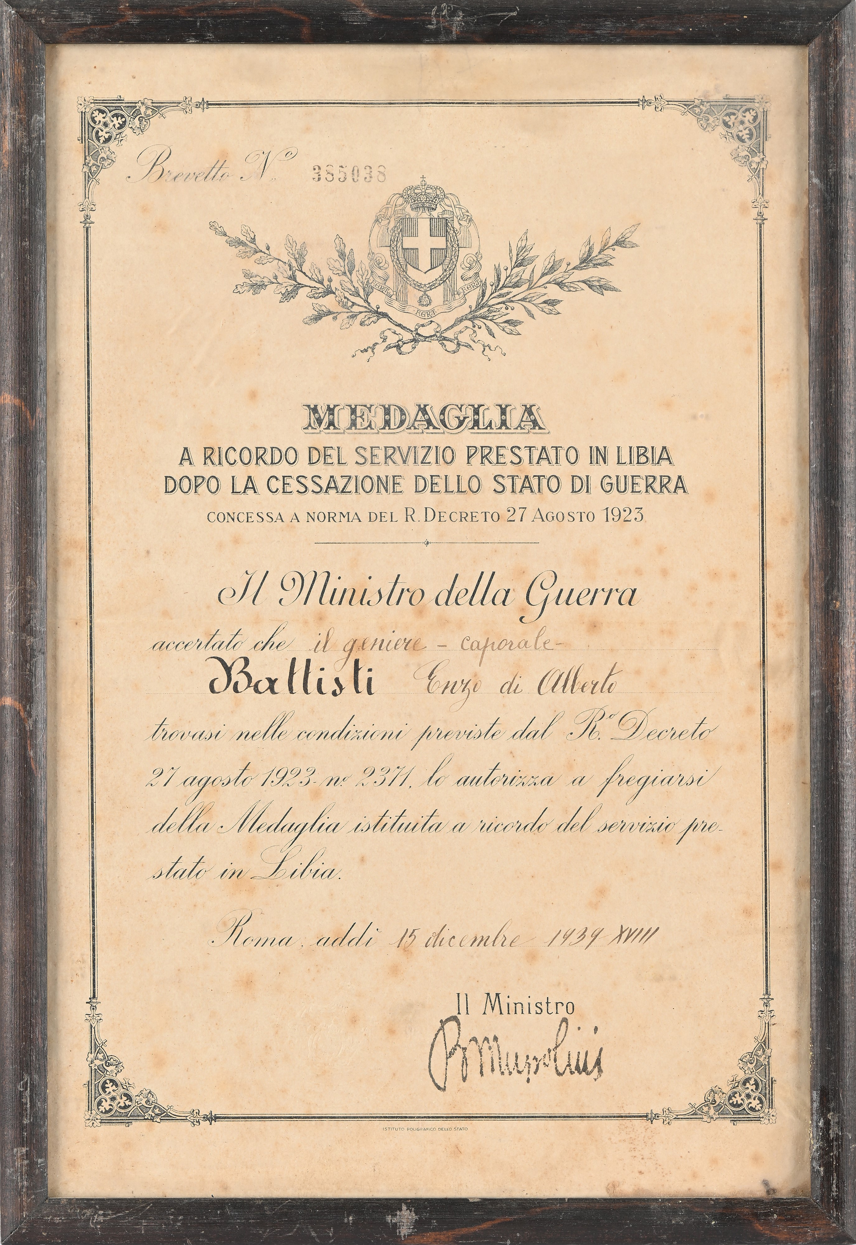 Insegna da Cavaliere Dell'ordine Coloniale della Stella D'italia in Metallo Dorato e Smaltato con...