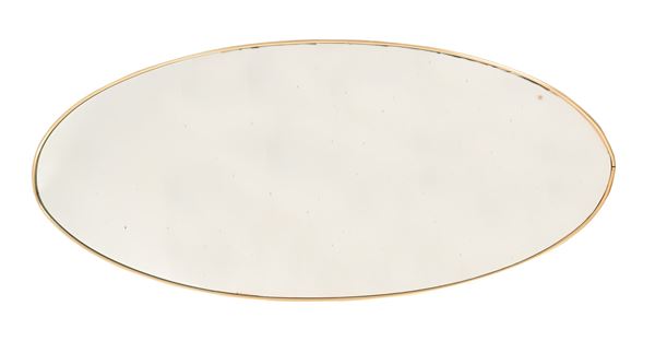 Specchio ovale e cornice in ottone