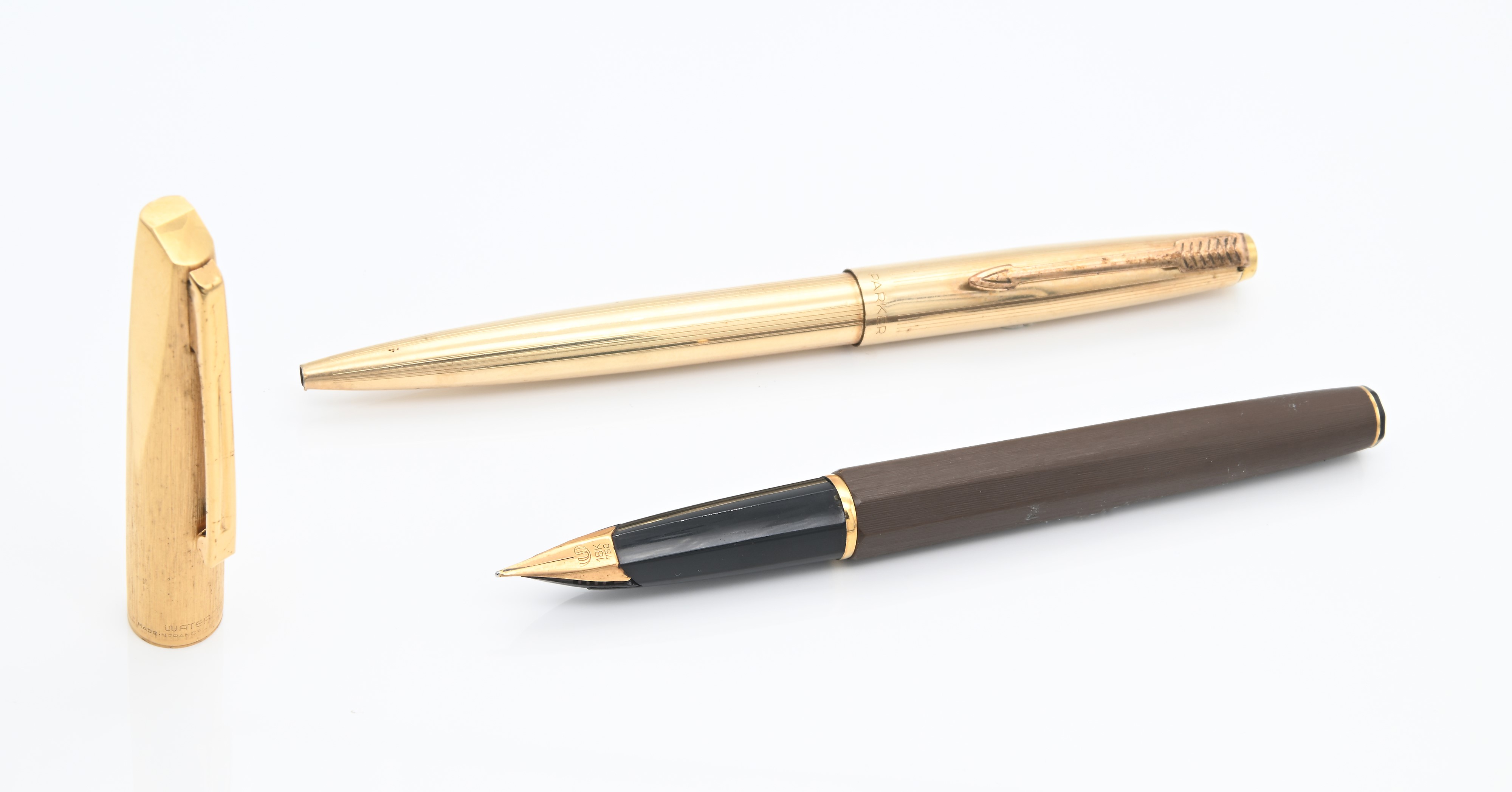 Waterman - Penna Stilografica in Metallo Placcato in Oro Giallo e Resina Effetto Legno / Parker 6...