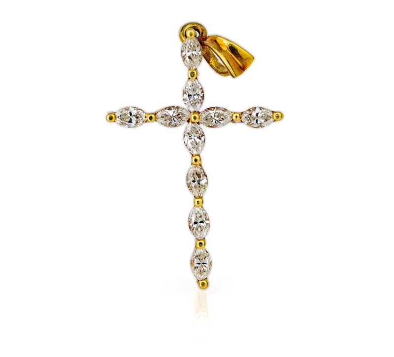 Pendente a Croce in Oro e Brillanti