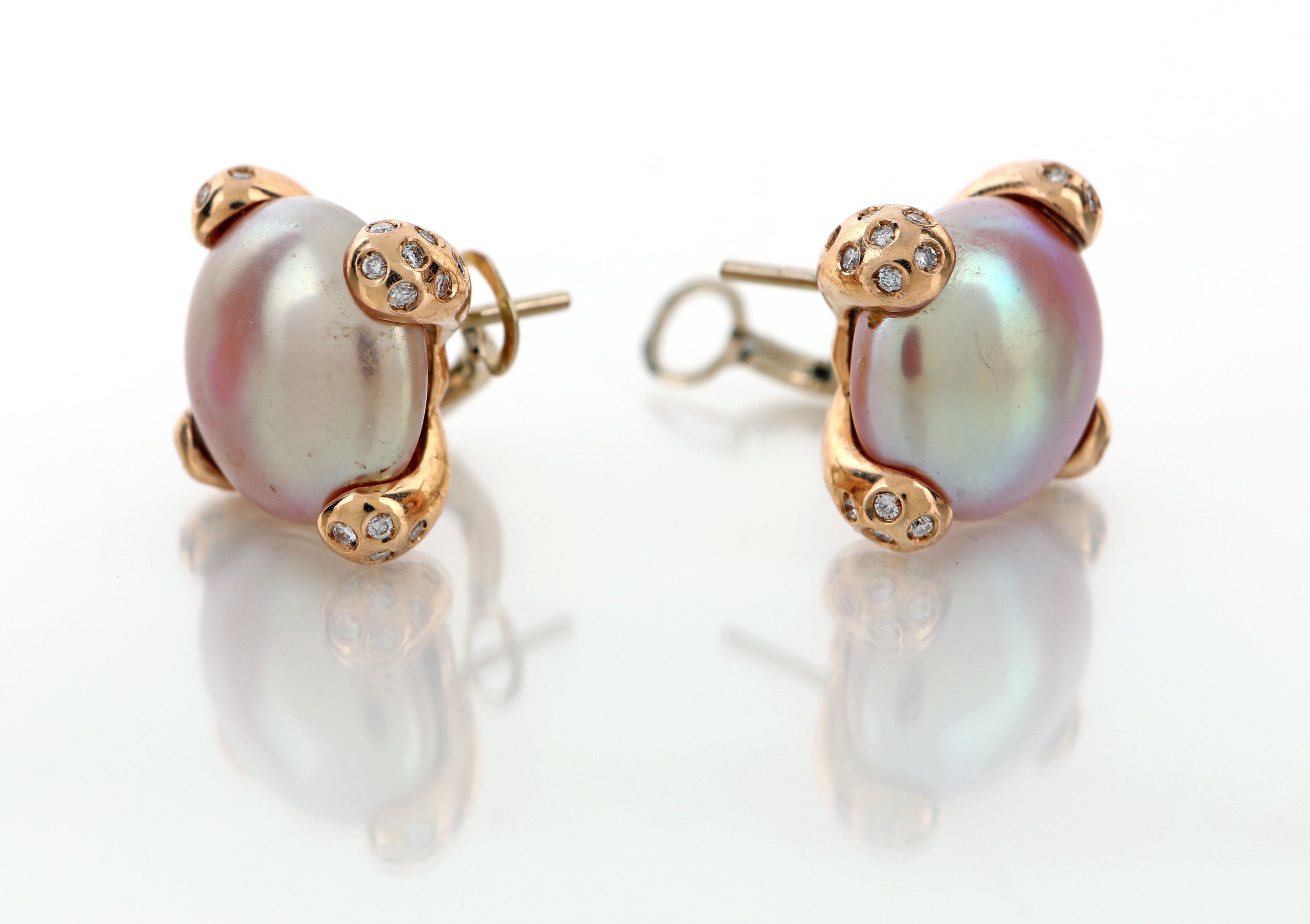Coppia di Orecchini in Oro, Perle e Brillanti