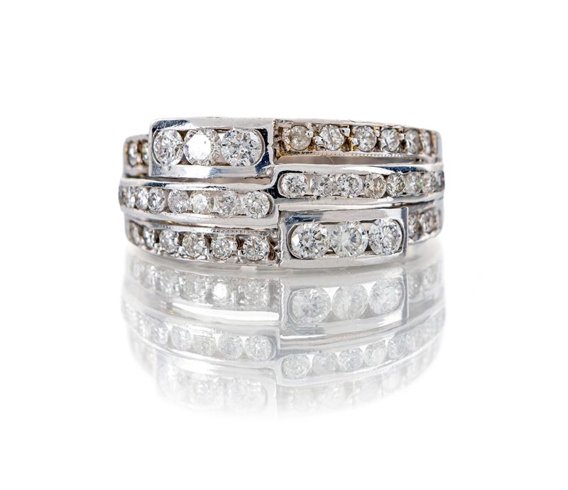 Anello a Fascia in Oro e Brillanti