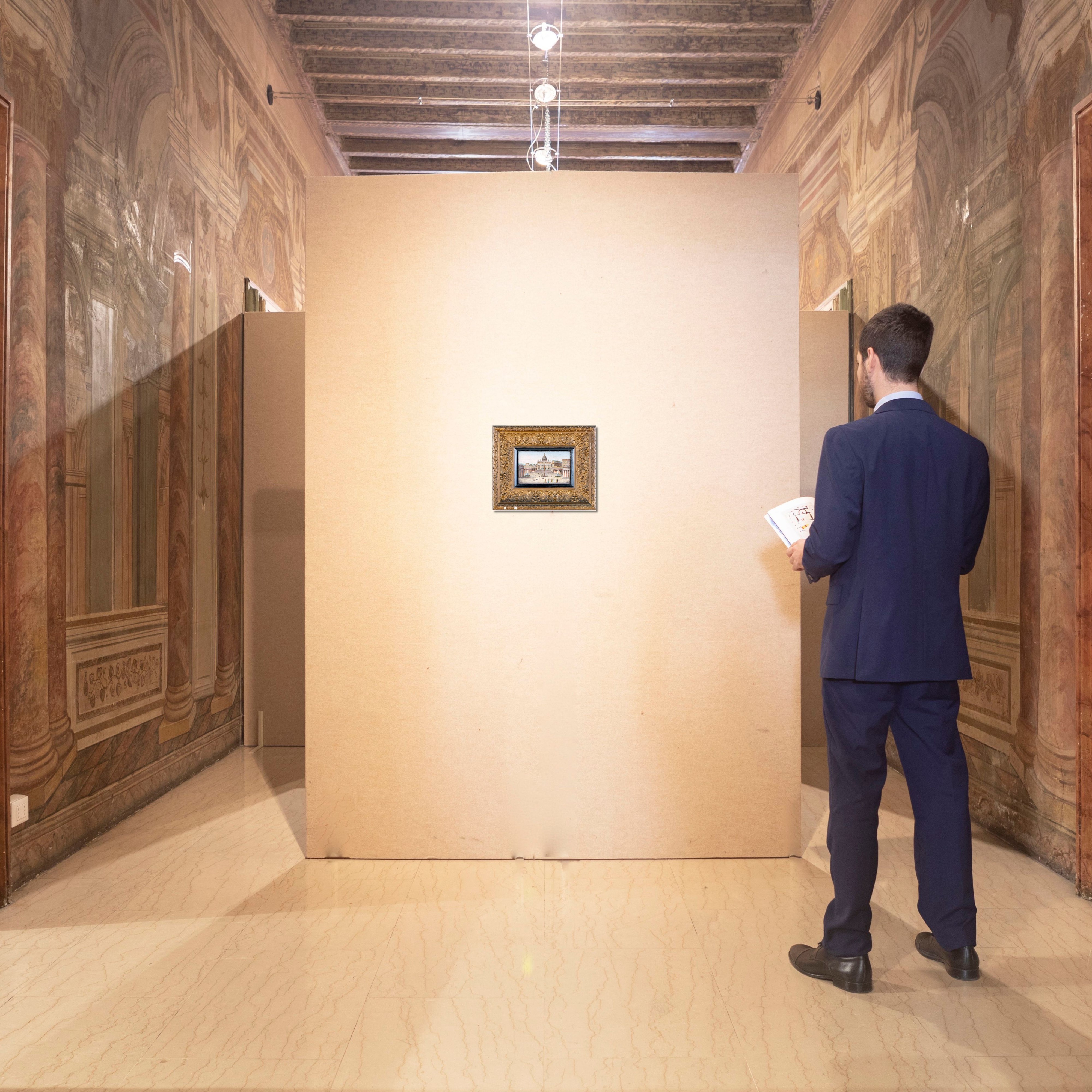 Placca in mosaico minuto raffigurante piazza San Pietro e la Basilica Vaticana