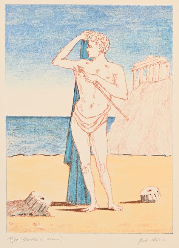 Giorgio De Chirico - Figura con mantello azzurro