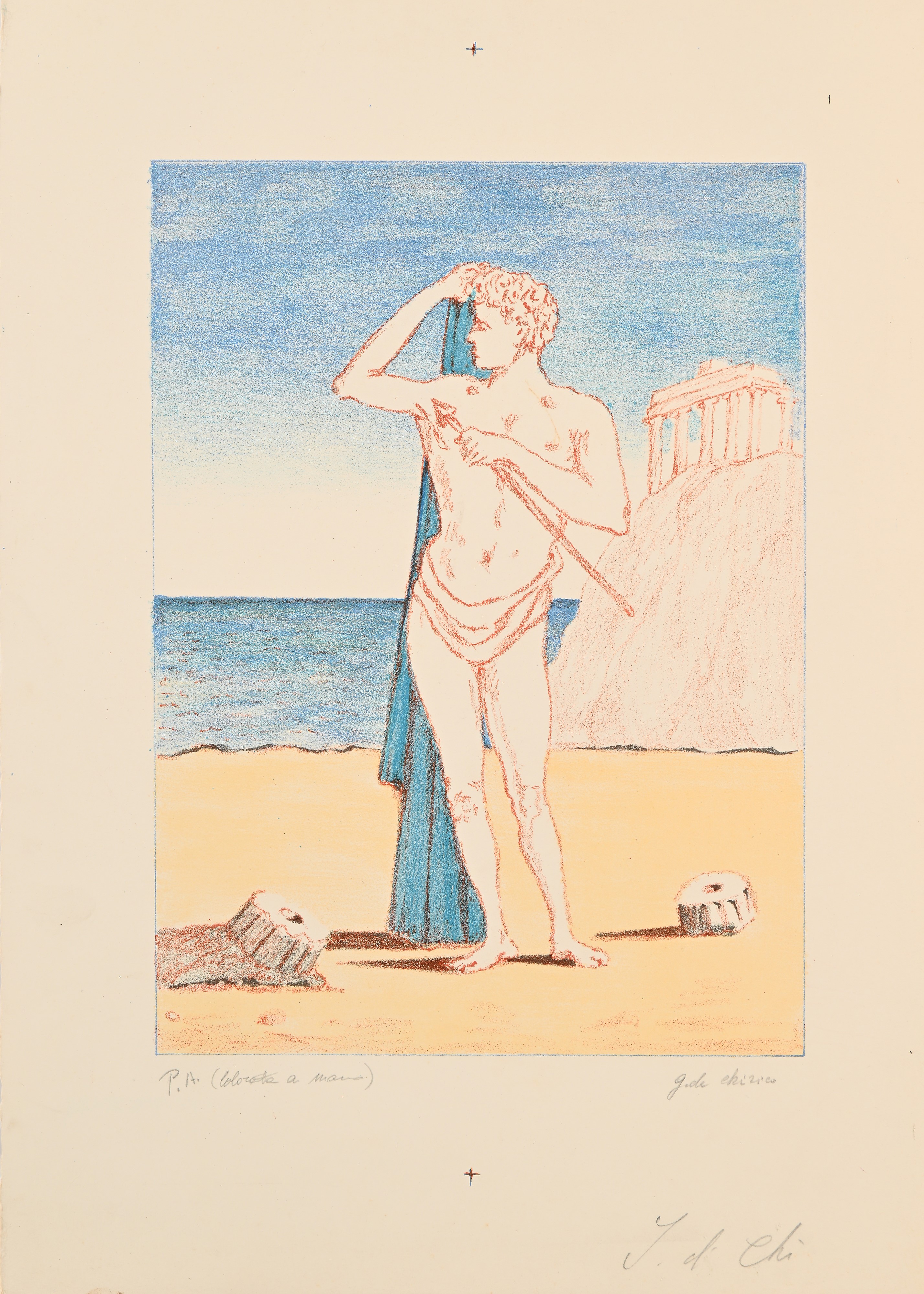 Figura con mantello azzurro