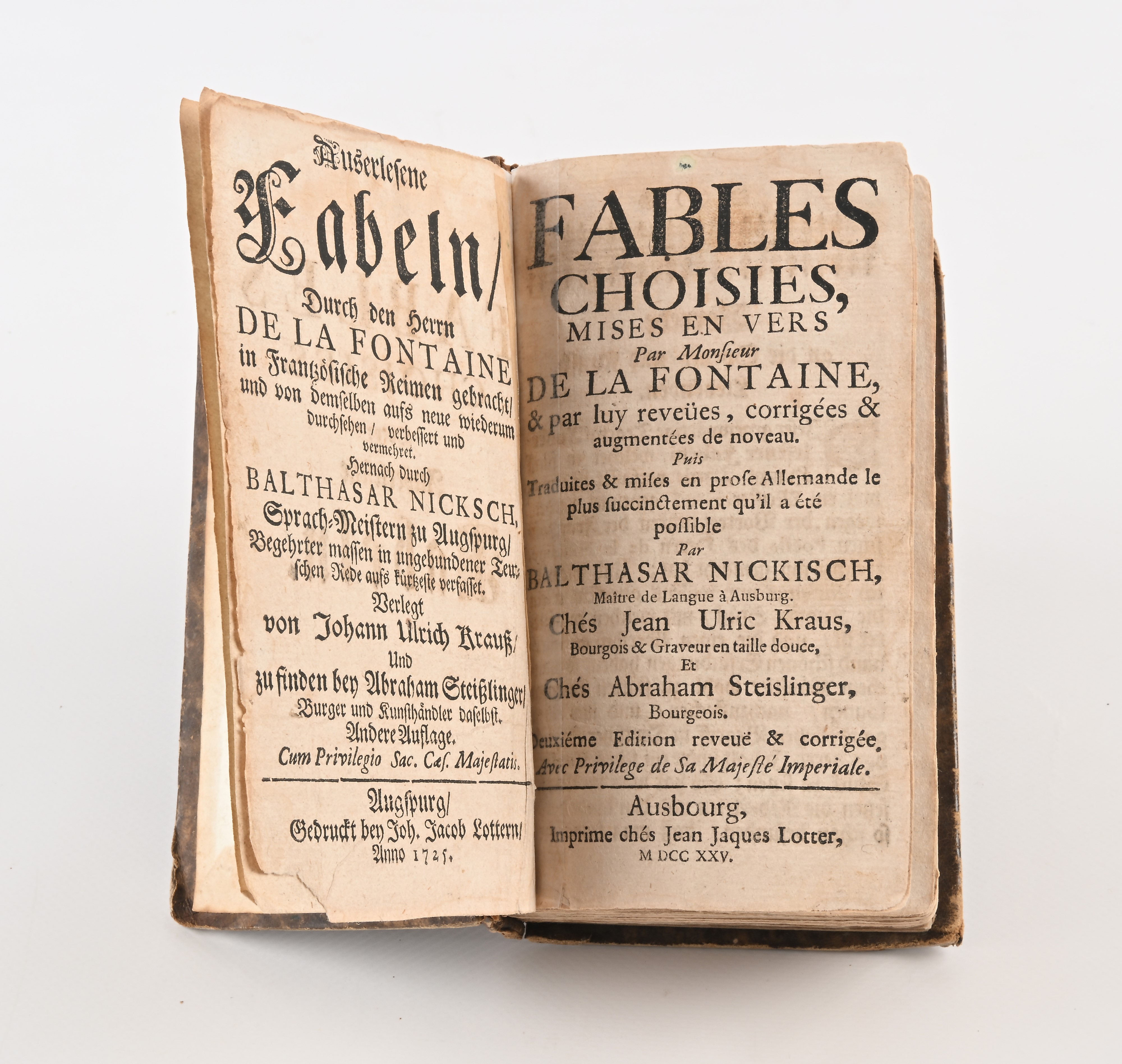Fontaine Jean De la - Fables Choises, Mises En Vers. Traduites & Mises En Prose Allemande (livre ...