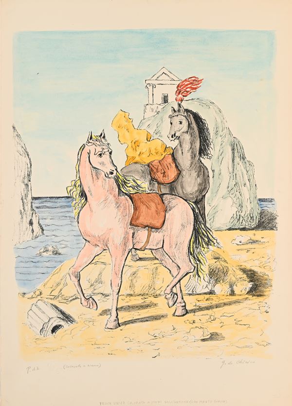 Giorgio De Chirico - Cavalli su una spiaggia antica