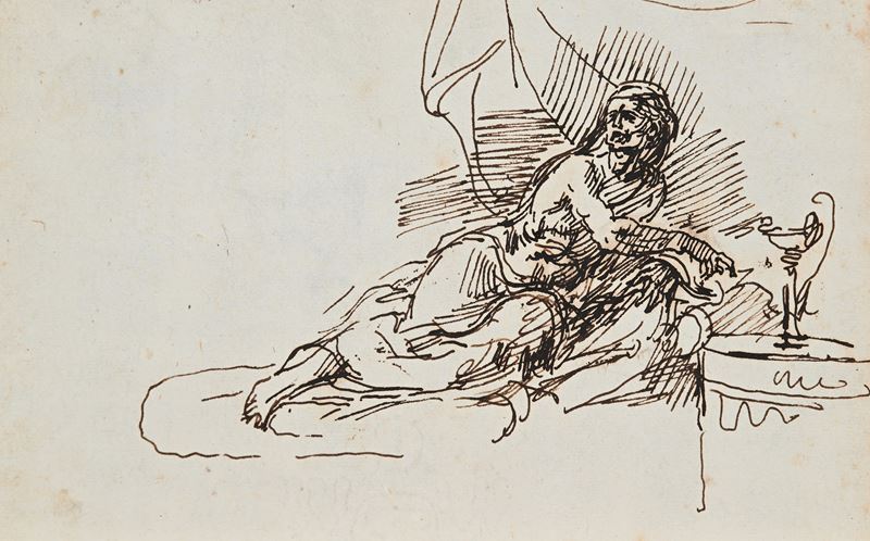 Luigi Sabatelli - Studio di Anziana Distesa