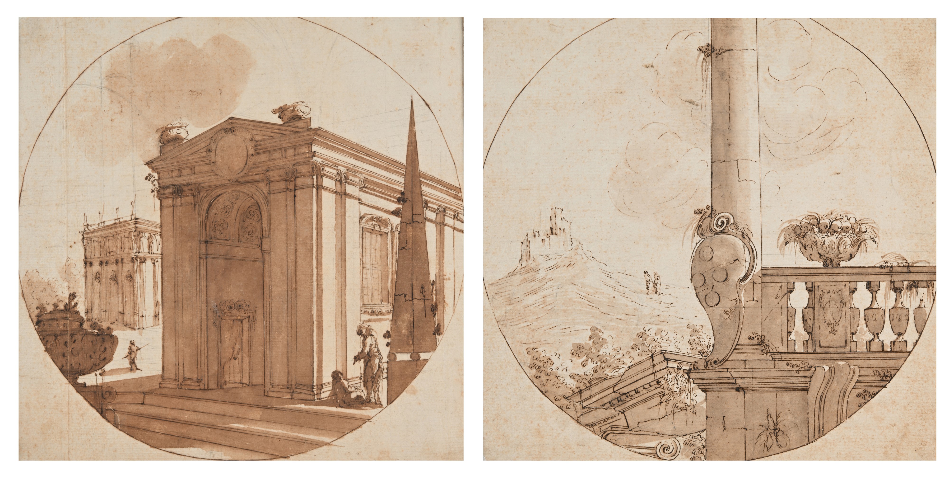 Scuola Fiorentina del XVIII Secolo - Studi di Paesaggi e Architetture