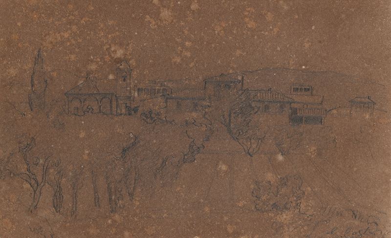 Giovanni (nino) Costa - Veduta di Borgo (recto); Animali (verso)