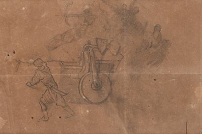 Figure con Carro (recto); Paesaggio (verso)