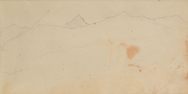 Giovanni (Nino) Costa - Paesaggio montano (recto); studio di vaso (verso)