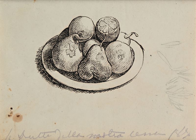 Giovanni (nino) Costa - La Frutta della Nostra Cena; al Verso Paesaggio