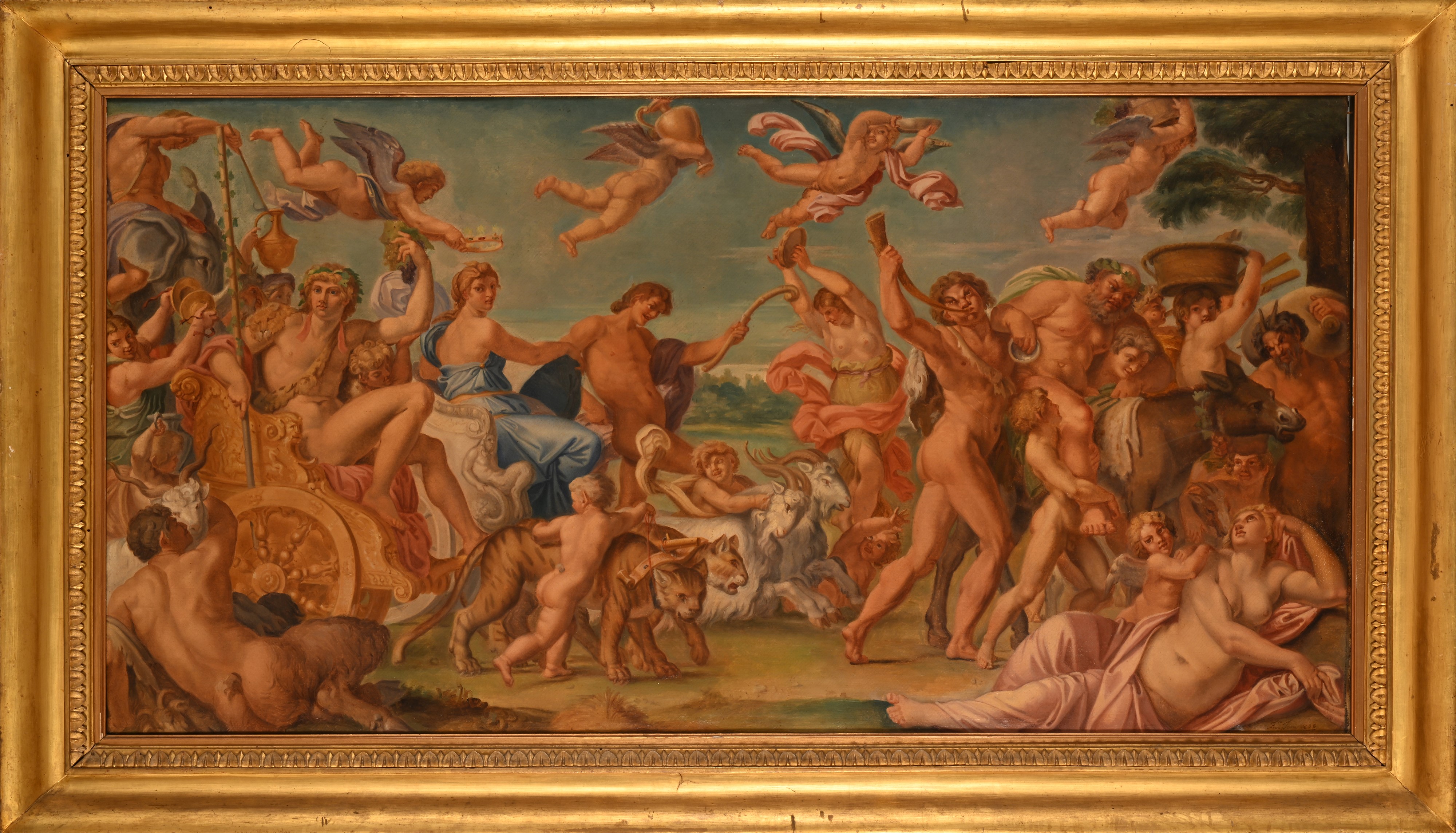 Scuola Romana del XIX Secolo - Trionfo di Bacco e Arianna Copia da Annibale Carracci