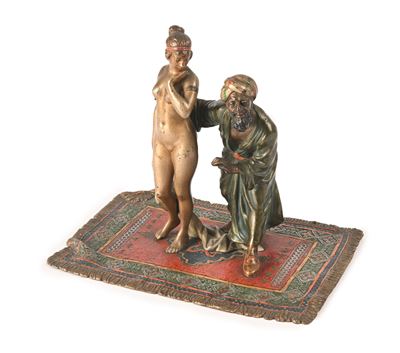 Scultura in Ottone Dipinto, Vienna, Prima Metà del XX Secolo