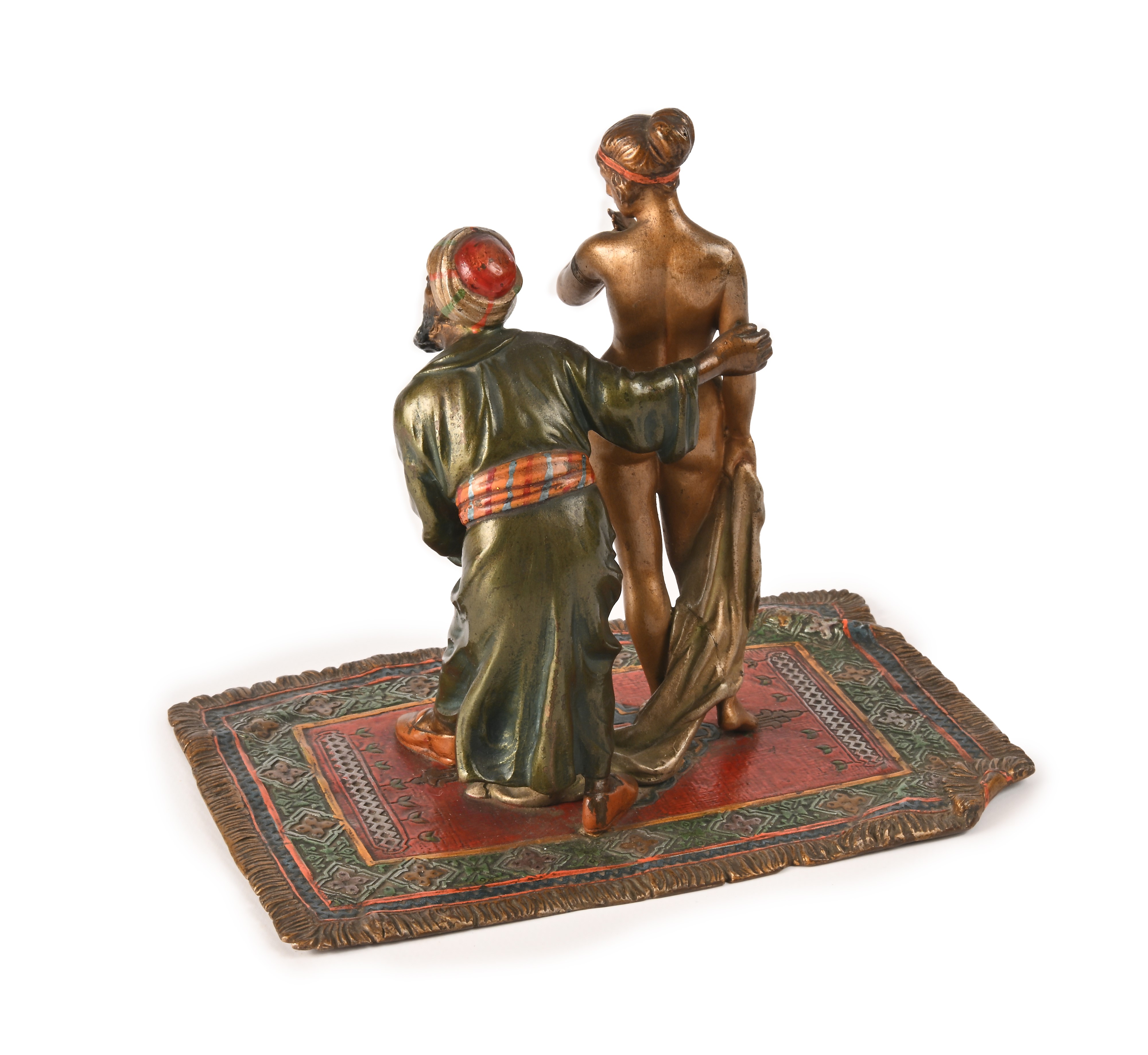 Franz Xaver Bergmann - Scultura in Ottone Dipinto, Vienna, Prima Metà del XX Secolo