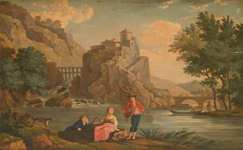 Scuola Francese del XIX Secolo - Corteggiamento sul Lago