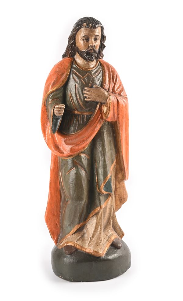 Scultura di santo in legno policromo, XVIII secolo