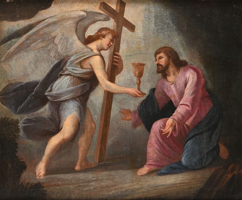 Scuola Romana del XVII Secolo - Cristo con Angelo
