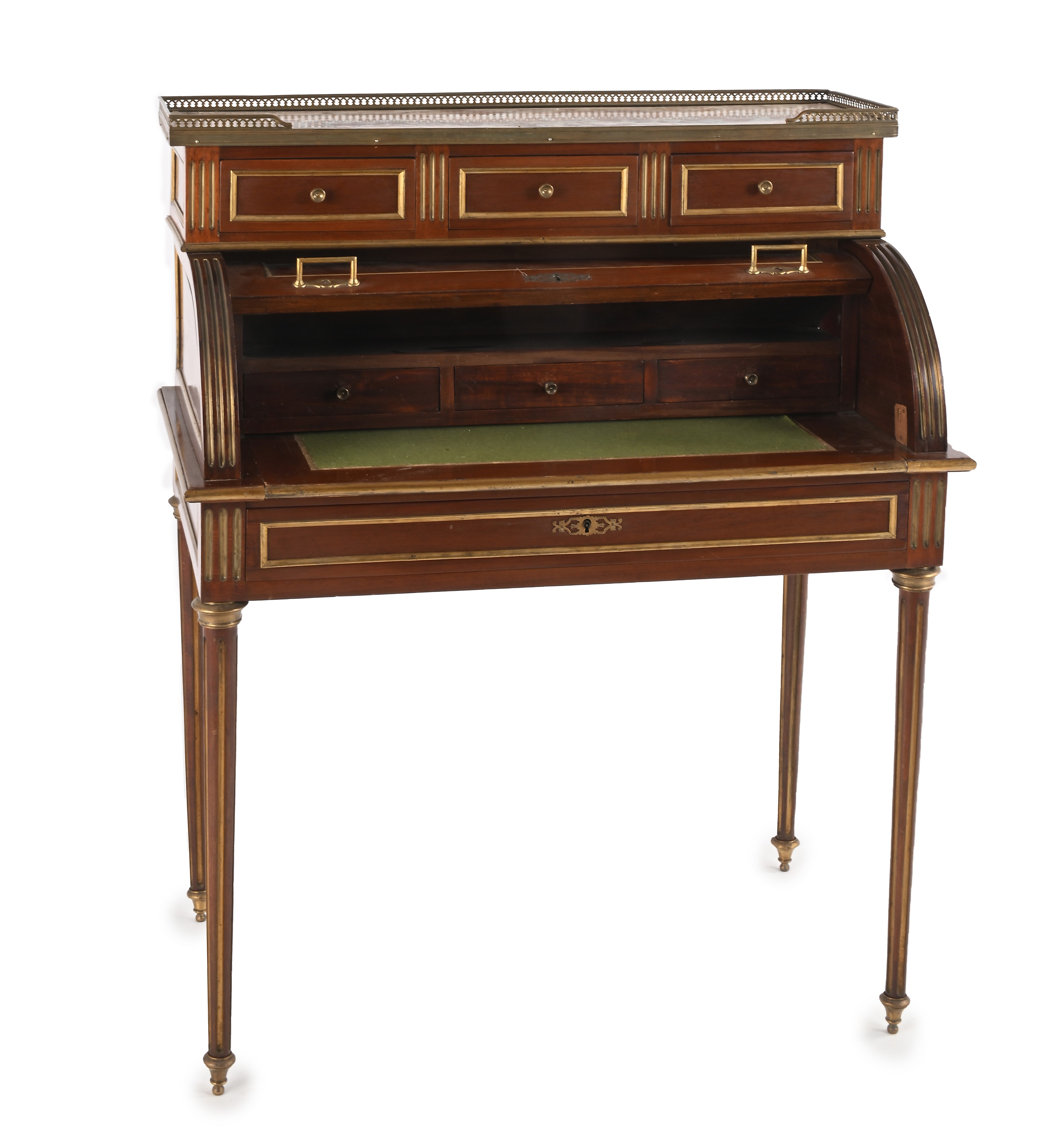 Bureau cylindre da parete in mogano, Francia, XIX secolo