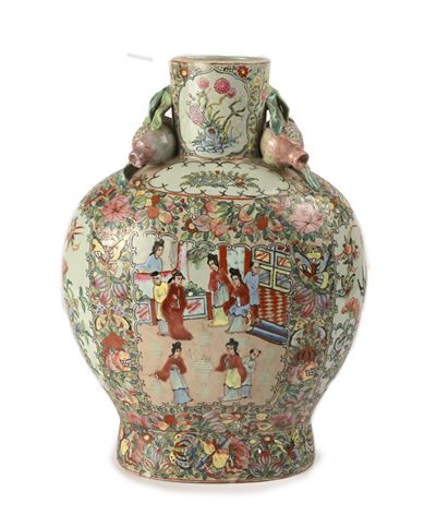 Vaso in Porcellana Policroma, Cina, Famiglia Rosa, XIX Secolo