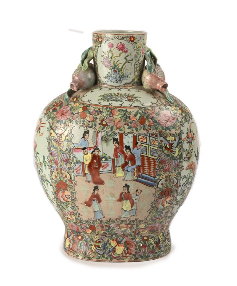 Vaso in Porcellana Policroma, Cina, Famiglia Rosa, XIX Secolo