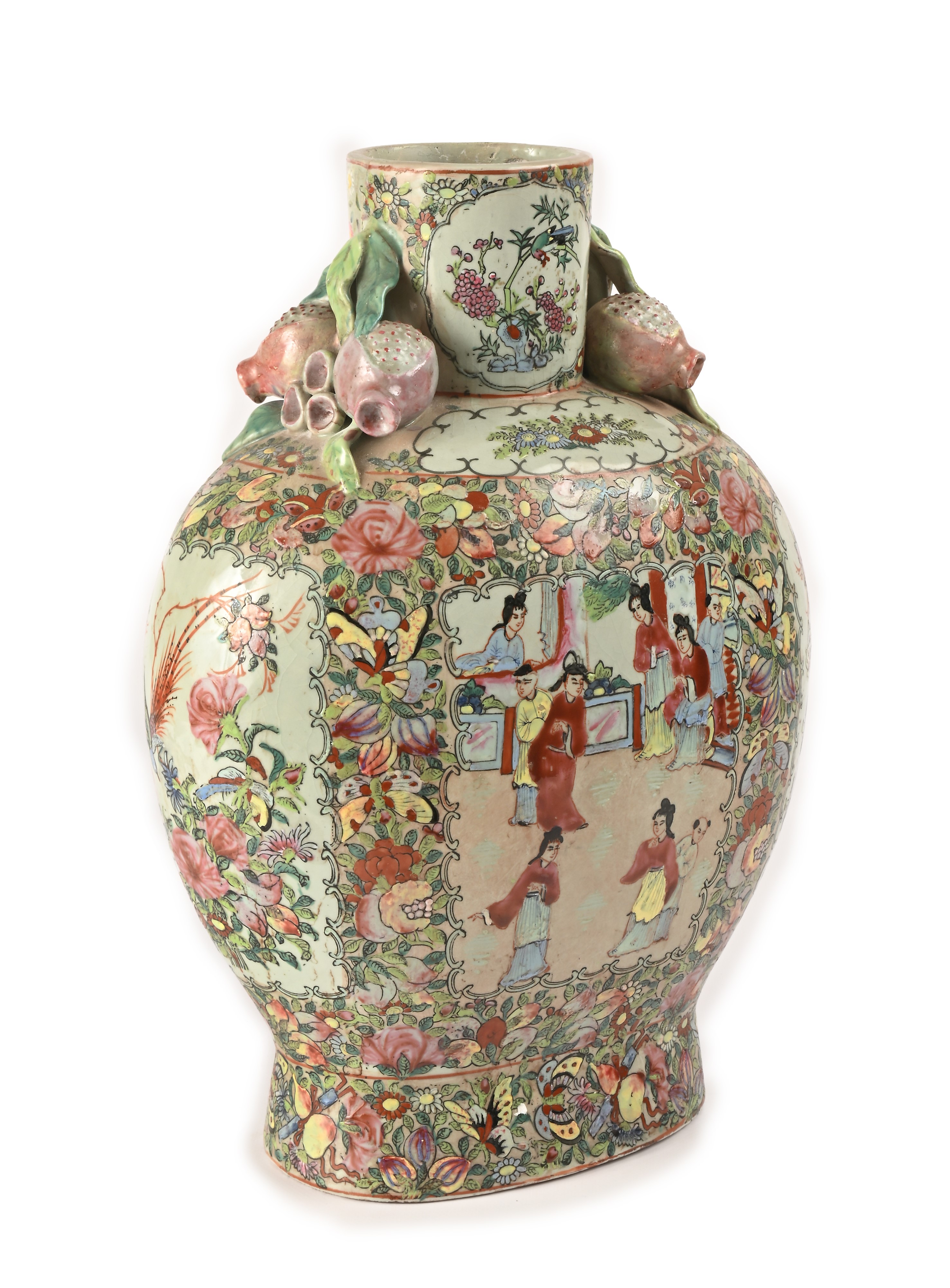 Vaso in Porcellana Policroma, Cina, Famiglia Rosa, XIX Secolo