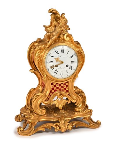 Pendola in Bronzo Dorato, Ferdinand Barbedienne, Parigi, Metà del XIX Secolo