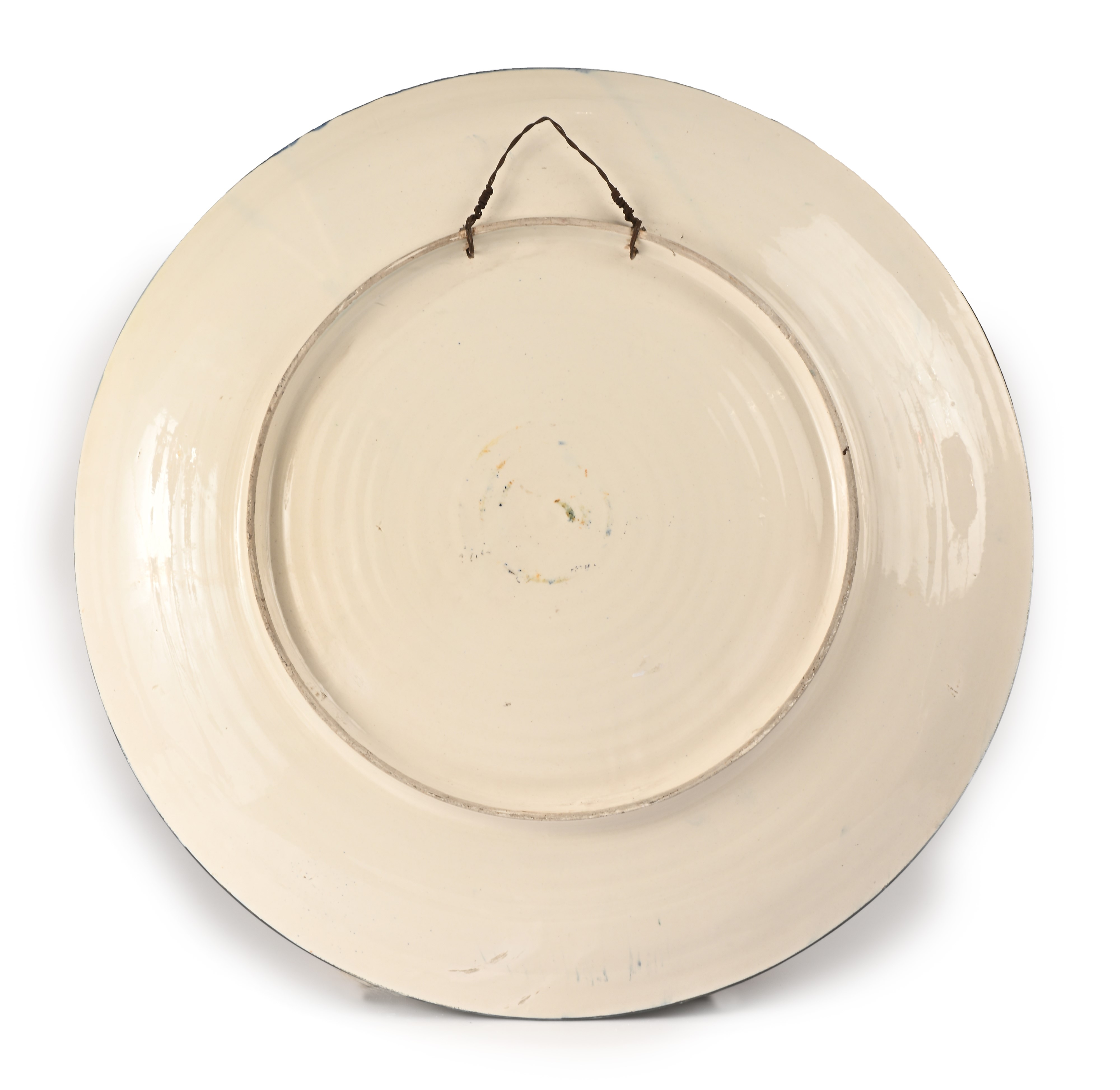 Grande piatto in ceramica bianca e blu, Savona (?), fine XIX secolo