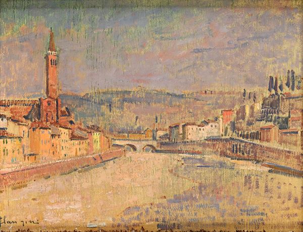 Giuseppe Flangini - Sull'Adige a Verona