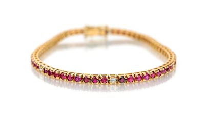 Bracciale Tennis in Oro, Rubini e Brillanti