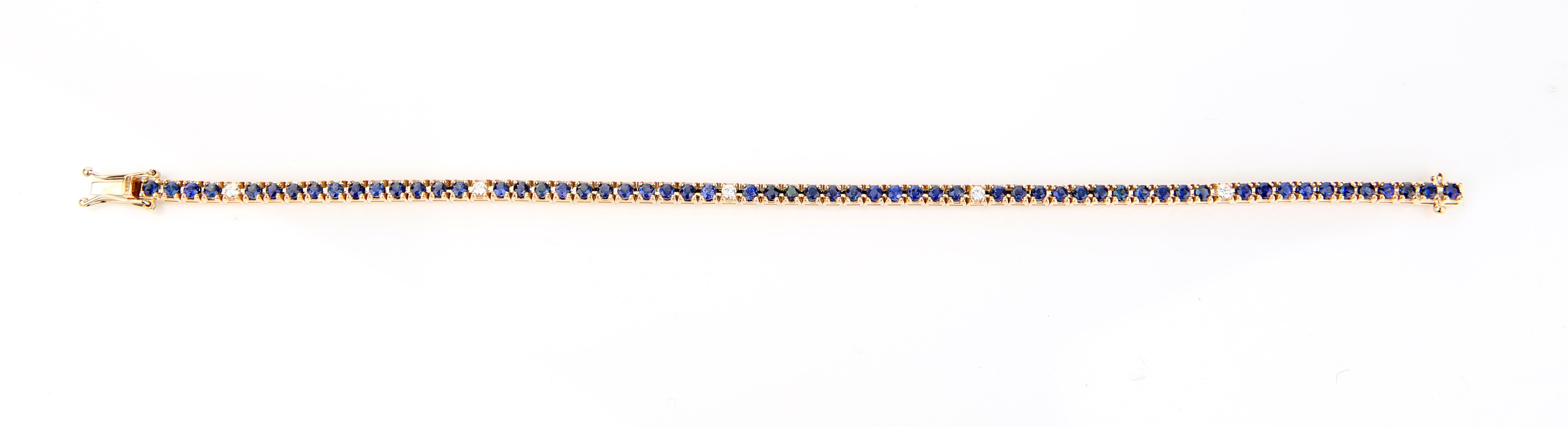 Bracciale Tennis in Oro, Zaffiri e Brillanti