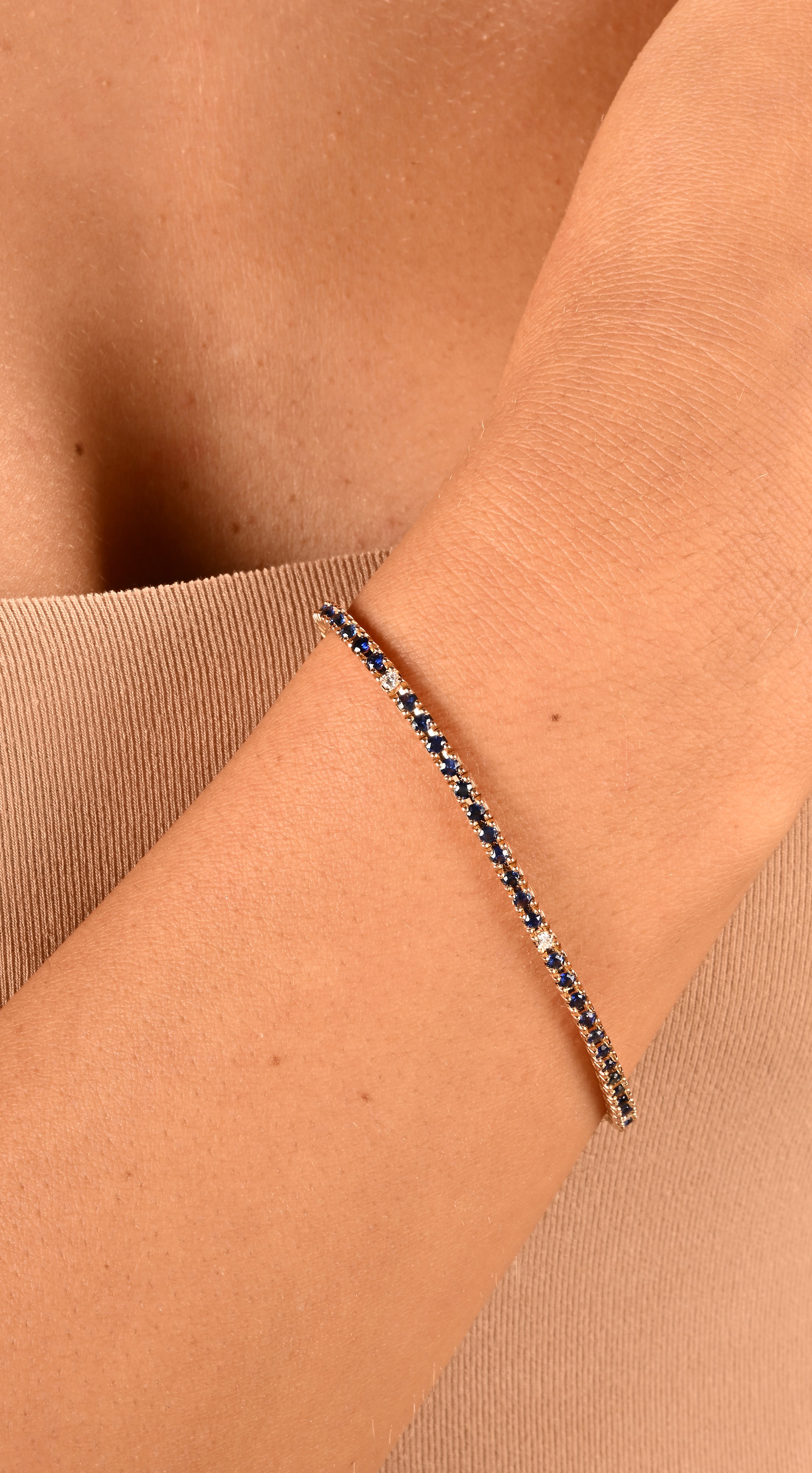 Bracciale Tennis in Oro, Zaffiri e Brillanti