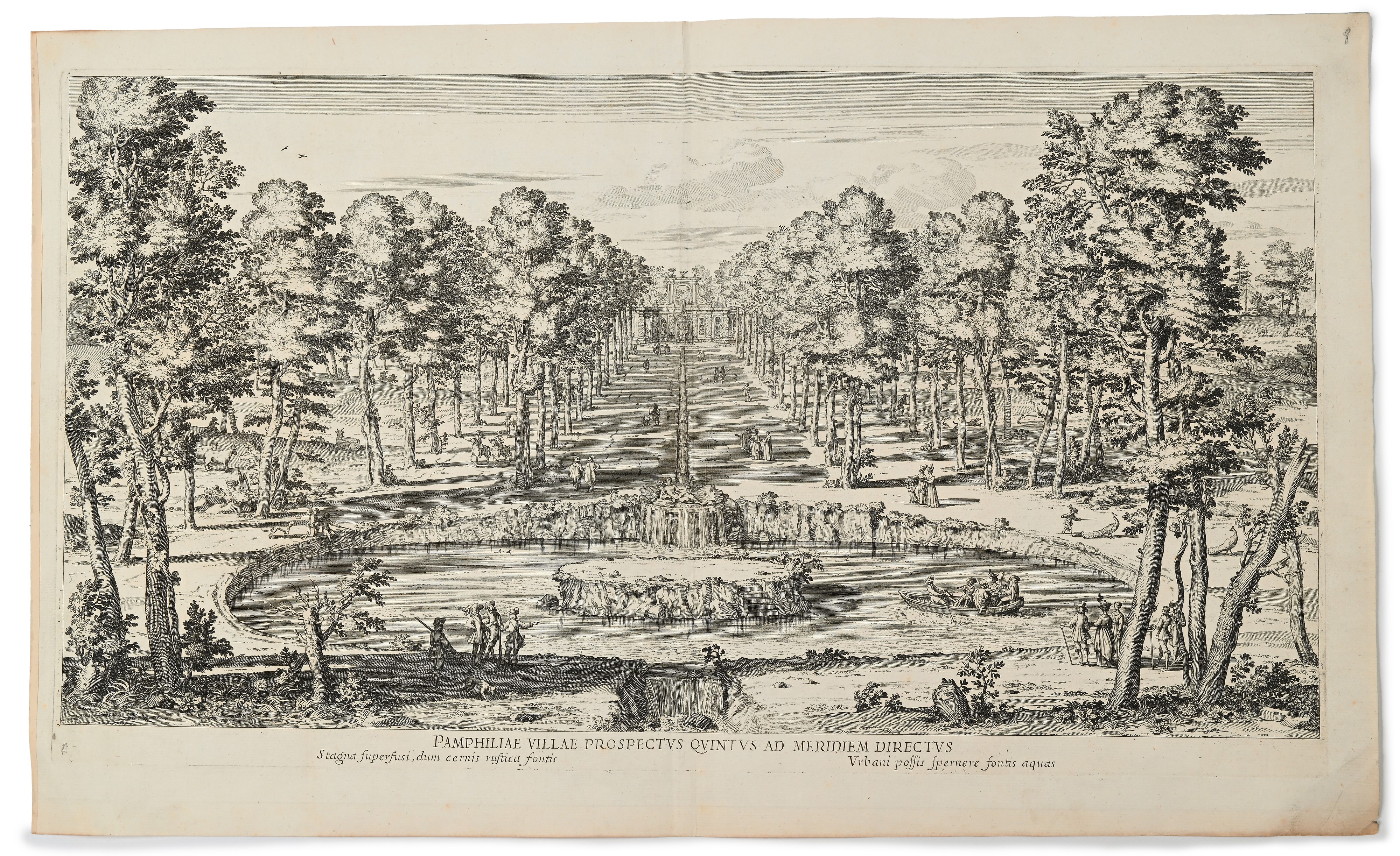 3 Vedute e 1 Pianta della Villa Pamphili del Falda