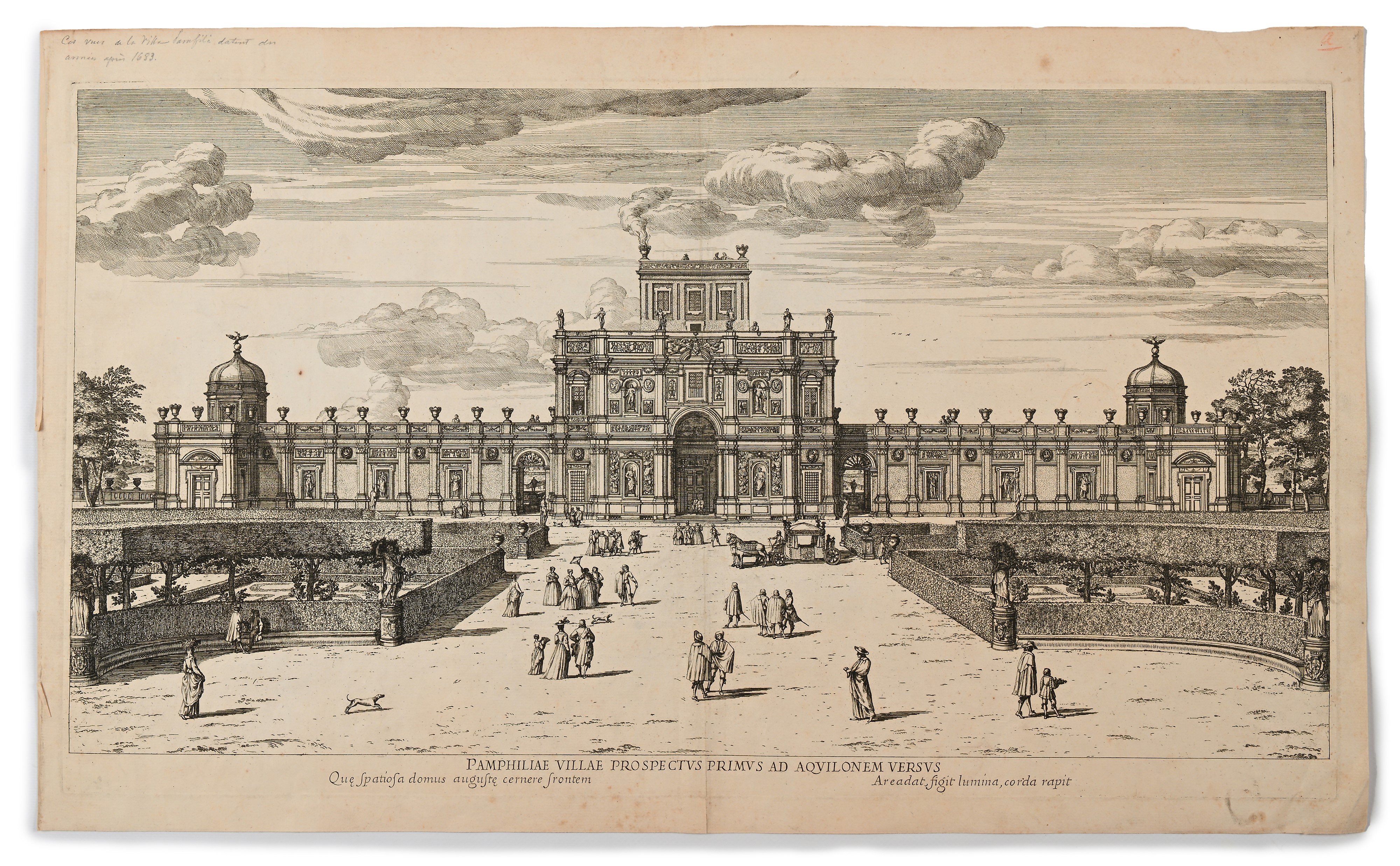 3 Vedute e 1 Pianta della Villa Pamphili del Falda