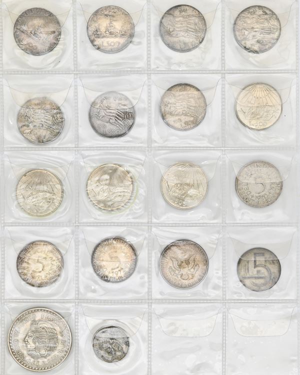 Lotto di 11 monete da 500 Lire della Repubblica Italiana e 7 monete d'argento Estere