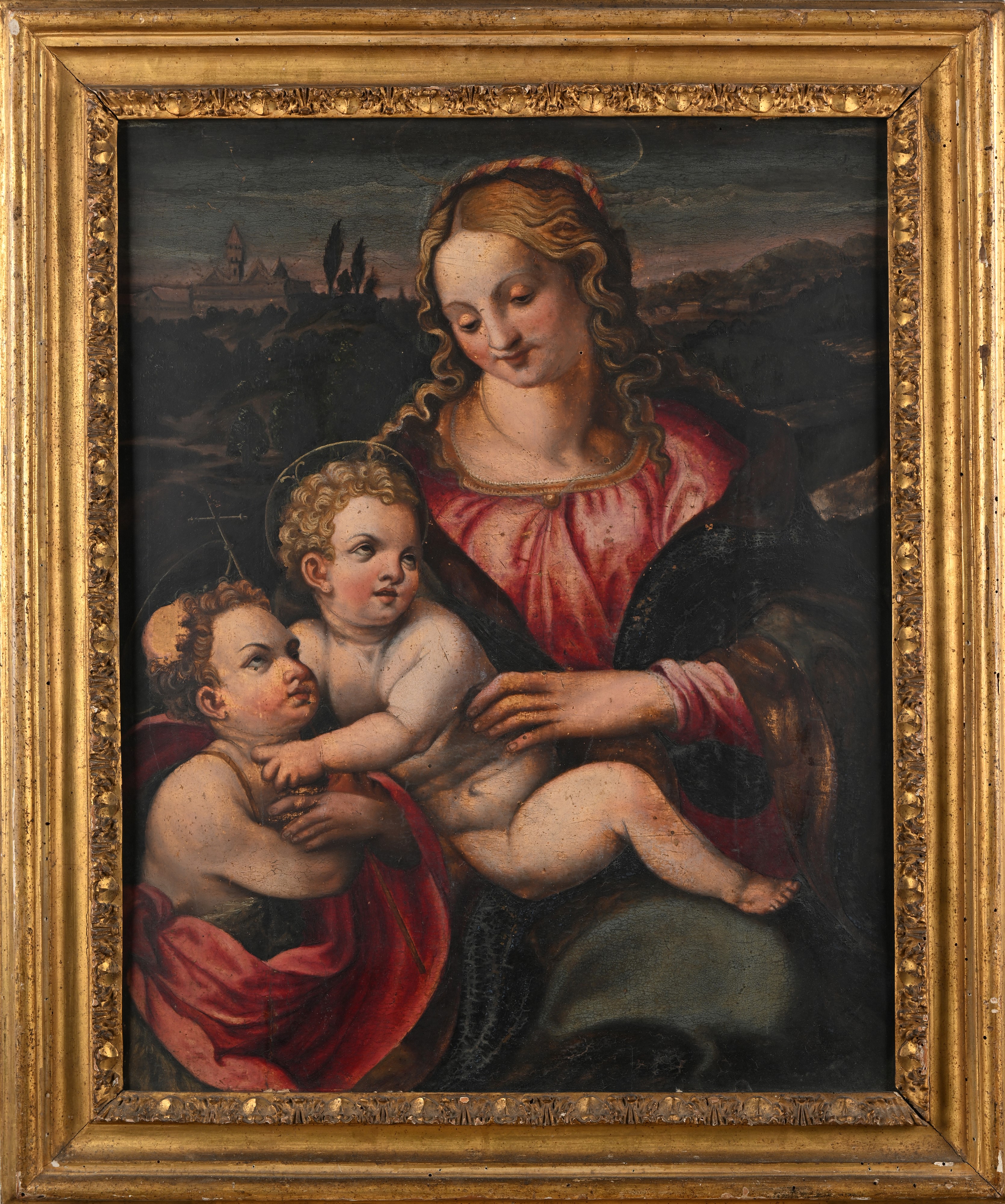 Scuola Toscana del XV Secolo - Madonna con Bambino e San Giovannino del XV Secolo