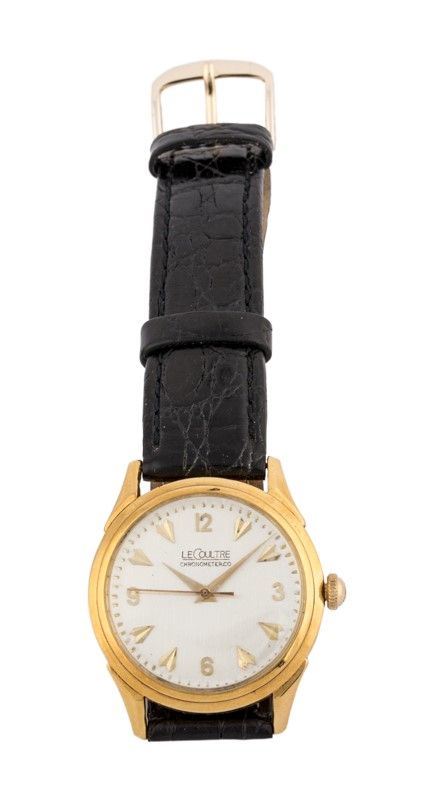 Orologio le Coultre Cassa in Oro Cronometro Cinturino in Pelle