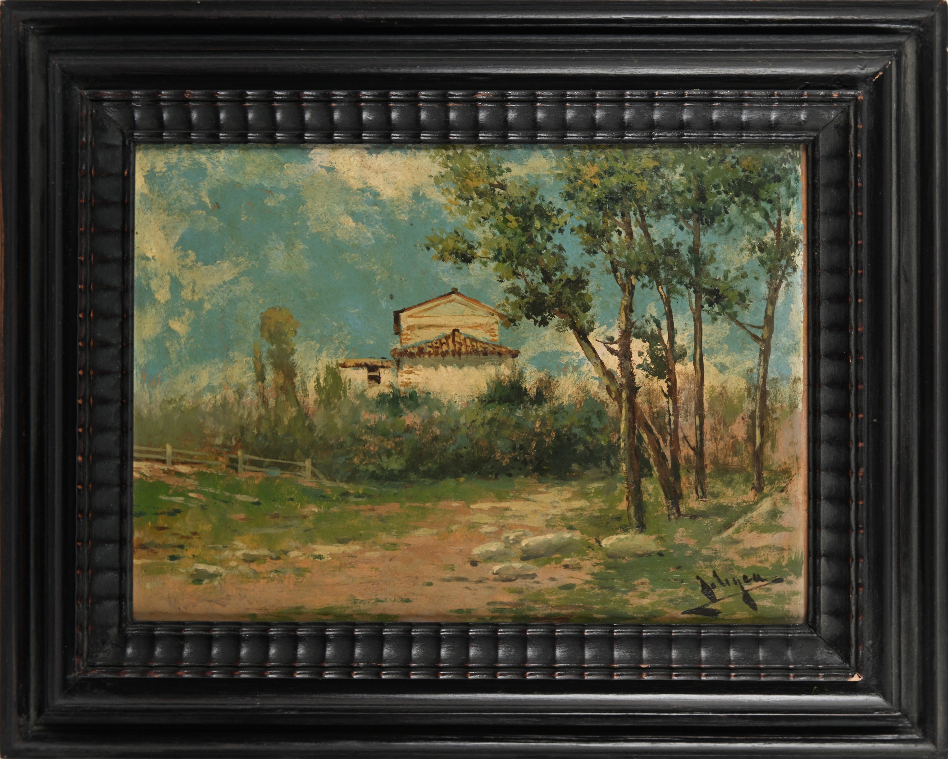 Paesaggio con casolare ed alberi