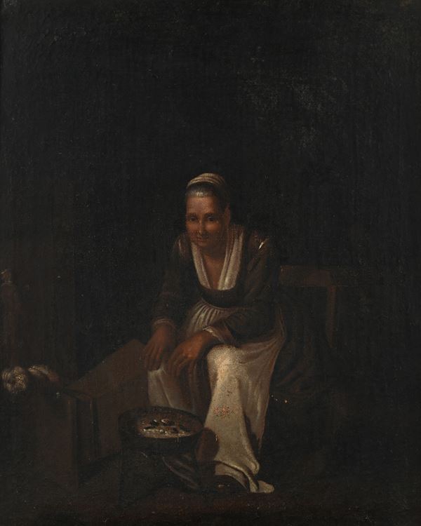 Interno popolana con braciere