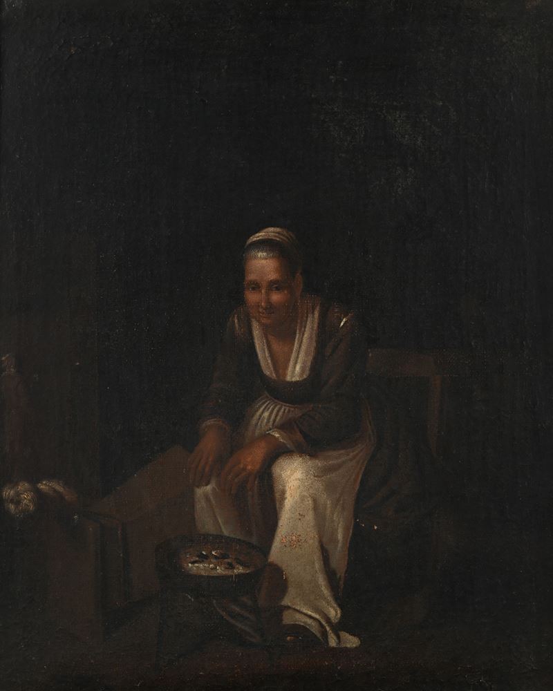 Interno popolana con braciere