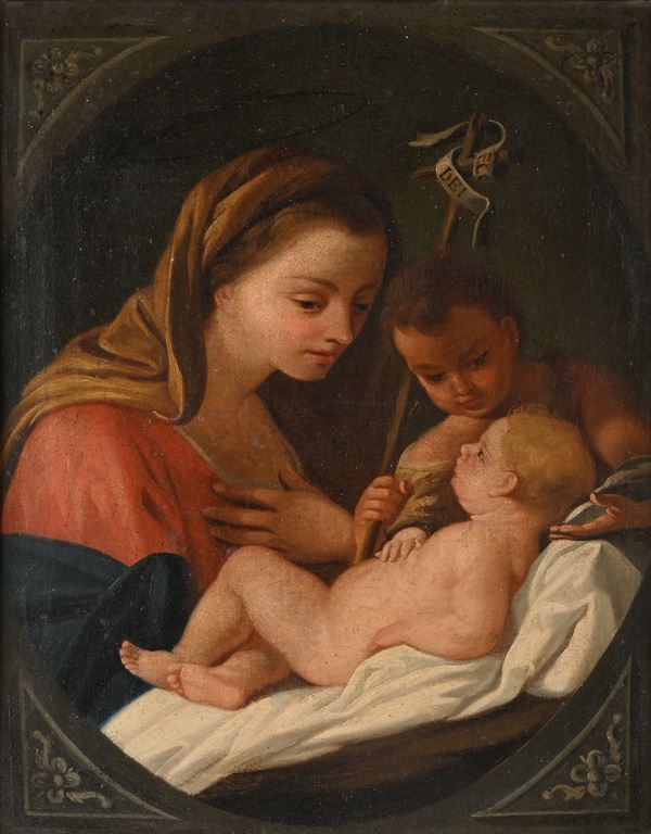 Scuola Romana del XVIII secolo - Madonna con Bambino e San Giovannino