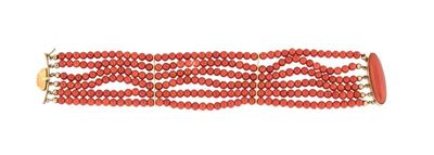 Bracciale con 6 Fili di Corallo Mediterraneo