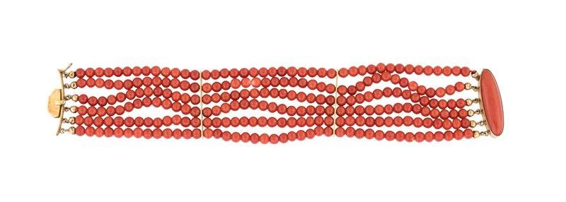 Bracciale con 6 Fili di Corallo Mediterraneo