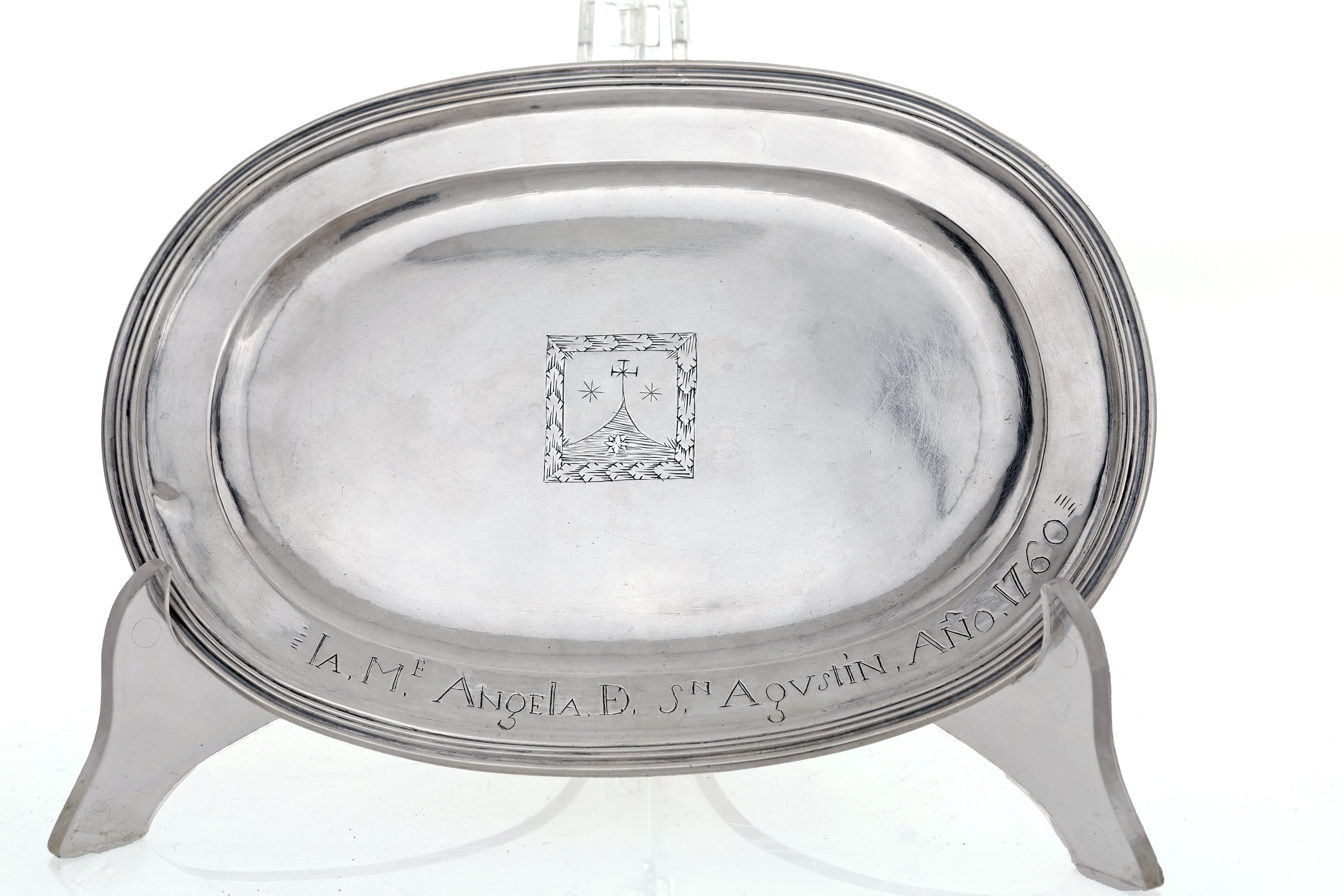 Piattino Ovale con Dedica Incisa e Data 1760